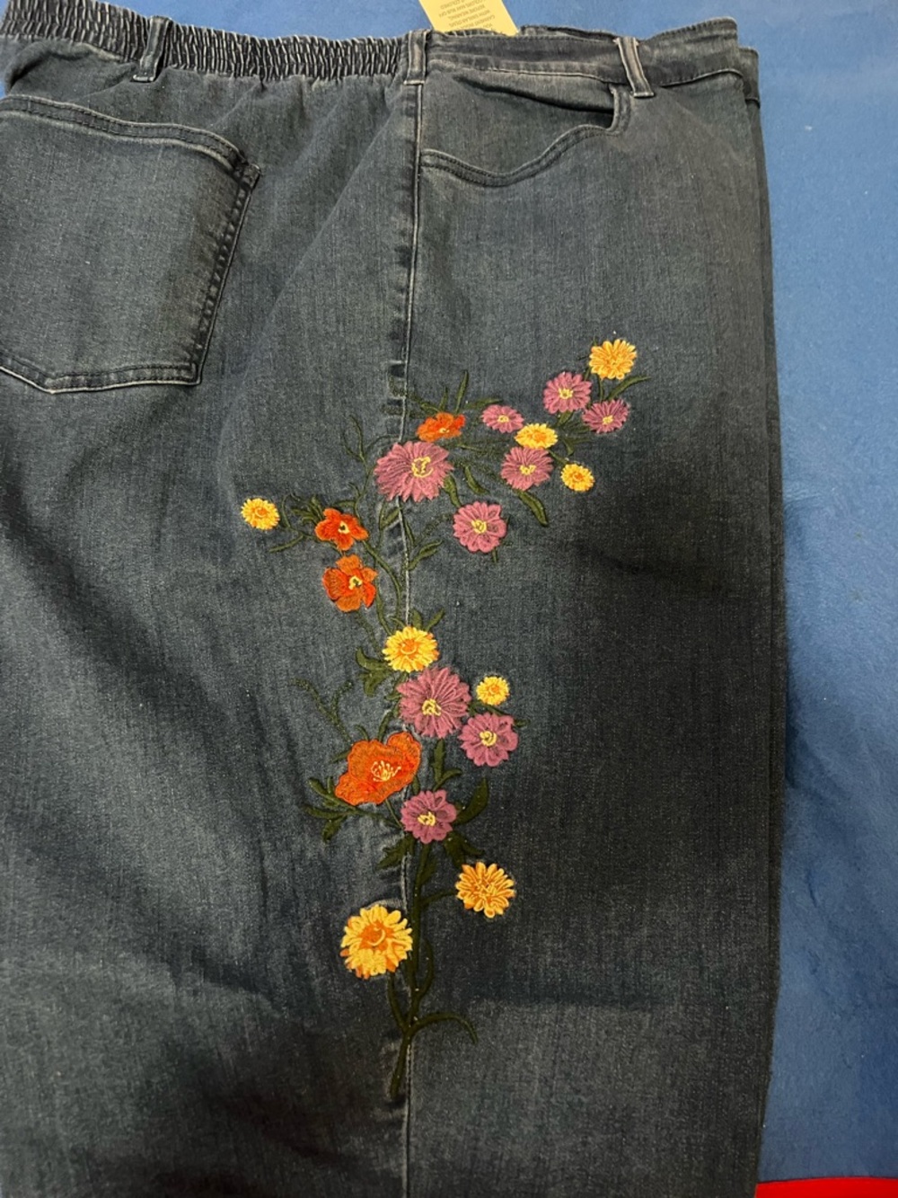 Blair 26W Dark Blue Women's Jeans with Floral Embroidery - Picture 7 of 15